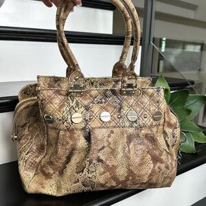 Jessica Simpson vegan leather crocodile python and bossed shoulder handbag purse